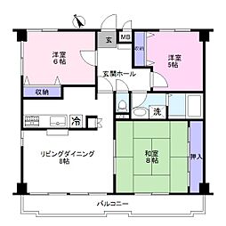 クレストコート神苑 3LDKの間取図画像