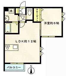 フェリーチェ南荻窪 2階1LDKの間取り