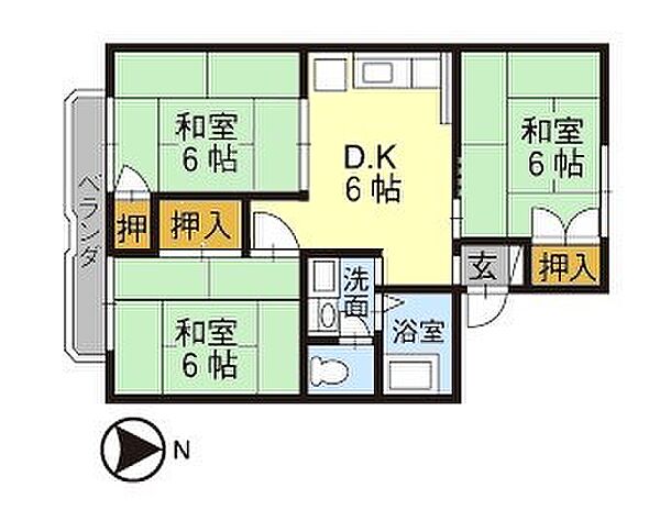 パレーシャルなろっぷ 203｜石川県野々市市本町６丁目(賃貸アパート3DK・2階・53.46㎡)の写真 その2