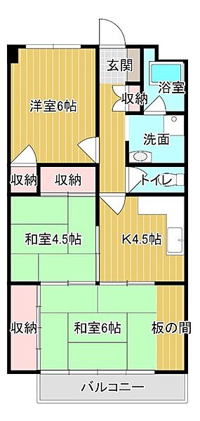 アーバン25 405｜山口県下関市宝町(賃貸マンション3K・4階・58.63㎡)の写真 その2