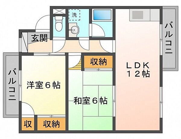 メゾン沖本 0102｜広島県広島市東区戸坂山崎町(賃貸マンション2LDK・1階・56.69㎡)の写真 その2