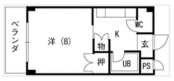 ＢＯＮハイツ’89 203｜福井県福井市文京6-35-24(賃貸マンション1R・2階・22.30㎡)の写真 その2