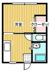 若水ハイツ1 1Kの間取図画像