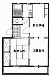 スカイハイツフジ 1階2DKの間取り
