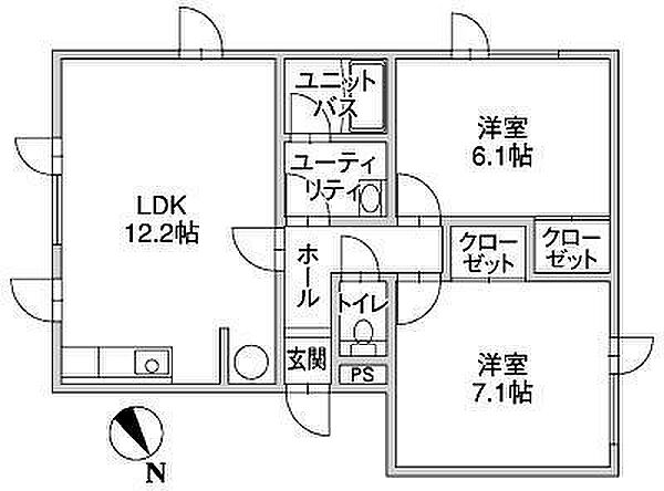 和楽二 204｜北海道小樽市新光4丁目(賃貸アパート2LDK・2階・54.38㎡)の写真 その2