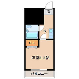 プレステージ横田 1Kの間取図画像