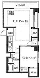 グラスワン芝田ビル 1LDKの間取図画像