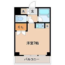 リエス小田原 ワンルームの間取図画像