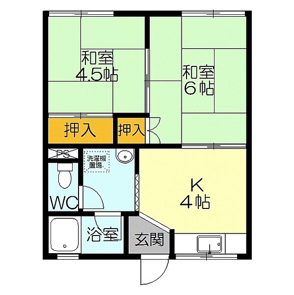 コーポ脇田 203｜鳥取県米子市陽田町(賃貸アパート2K・2階・30.40㎡)の写真 その2