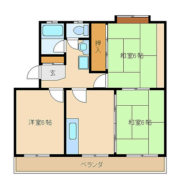 グリーンハイツ福島 ｜東京都江戸川区南葛西３丁目(賃貸マンション3DK・2階・54.09㎡)の写真 その2