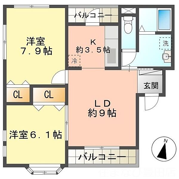 日之出丸太コーポIII ｜愛知県豊田市日之出町1丁目(賃貸アパート2LDK・2階・56.73㎡)の写真 その2