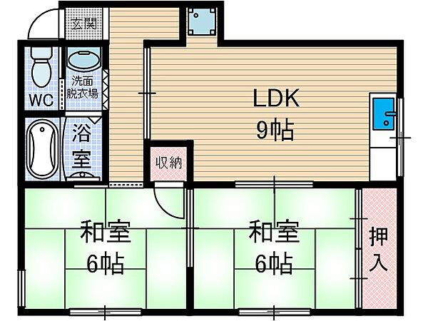 めぞんたきがわ ｜大阪府茨木市真砂１丁目(賃貸マンション2LDK・2階・49.00㎡)の写真 その2