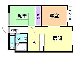 イーストハイツ 2LDKの間取図画像