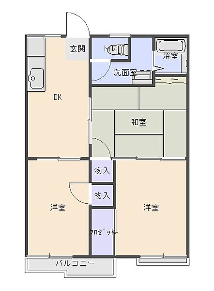 ハイツ若葉B 202｜千葉県市原市北国分寺台４丁目(賃貸アパート3DK・2階・52.00㎡)の写真 その2