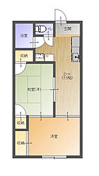 樹ハイツ 2DKの間取図画像