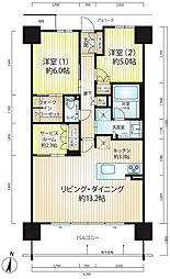 プラネスーペリア梅田北ブライトコンフォート 2SLDKの間取図画像