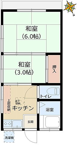 むつみ荘の家賃と間取り(1Kで39,000円)