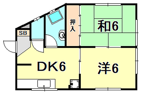 兵庫県神戸市中央区北野町４丁目(賃貸アパート2DK・2階・36.00㎡)の写真 その2