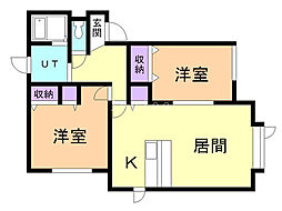 グランヴェール 2LDKの間取図画像