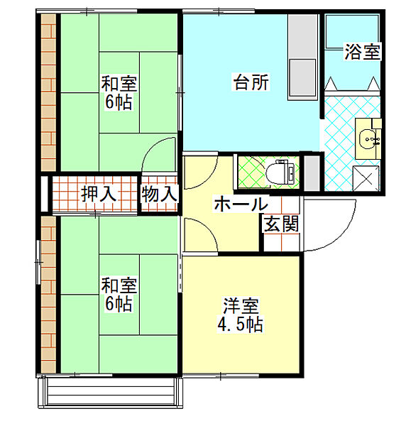 ドミール多賀 ２０１｜茨城県日立市多賀町３丁目(賃貸アパート3DK・2階・49.40㎡)の写真 その2