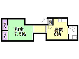 サンハイツ 1DKの間取図画像