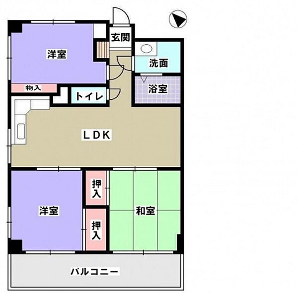 広島県広島市中区西川口町(賃貸マンション3LDK・2階・61.75㎡)の写真 その2