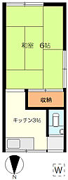 麻布荘 1Kの間取図画像