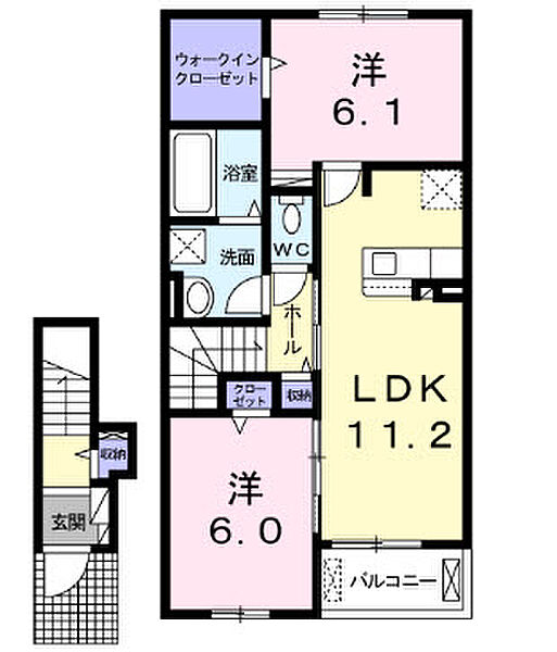 レジデンス　サンリット1 203｜大分県中津市大字蛎瀬(賃貸アパート2LDK・2階・59.09㎡)の写真 その2