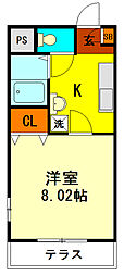 ウィスタリア 1Kの間取図画像