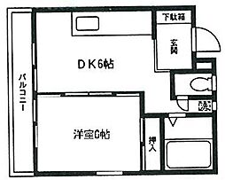 ブリック上溝 1DKの間取図画像