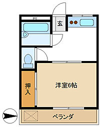 コーポ梅田ハイツ 1DKの間取図画像