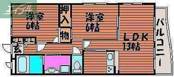 カサブランカ奥田 ｜岡山県岡山市北区奥田2丁目(賃貸マンション2LDK・3階・62.70㎡)の写真 その2