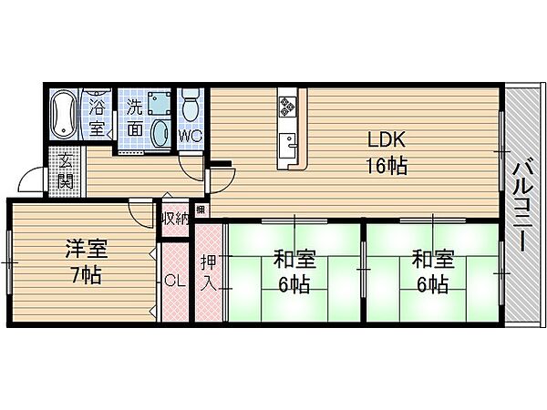 ルノン茨木2 202号室｜大阪府茨木市真砂３丁目(賃貸マンション3LDK・2階・80.00㎡)の写真 その2