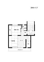 サン・コーポラス中居2 2DKの間取図画像