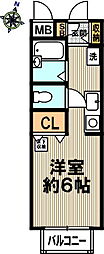 フレール六甲 ワンルームの間取図画像