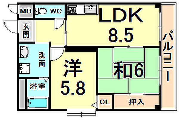 兵庫県伊丹市瑞ケ丘１丁目(賃貸マンション2LDK・1階・54.00㎡)の写真 その2