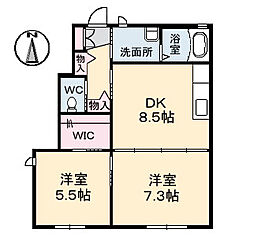 パティオ・ドュ・シャーメゾン1 2DKの間取図画像