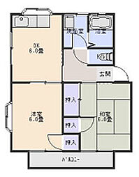エステート柏 2DKの間取図画像