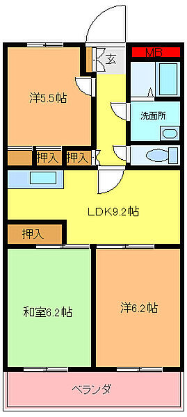 千葉県市原市五井西１丁目(賃貸マンション3LDK・2階・62.40㎡)の写真 その2