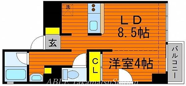 香川県高松市丸の内(賃貸マンション1LDK・5階・34.40㎡)の写真 その2