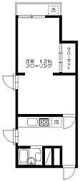 ヴィラ麻布 2DKの間取図画像