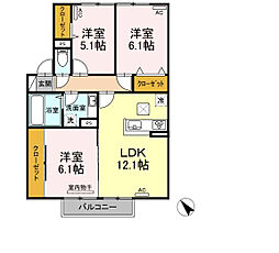 レガーミ中央 1階3LDKの間取り