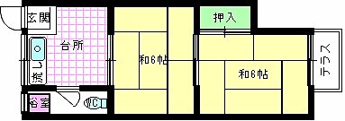 大阪府茨木市中津町(賃貸マンション2DK・2階・31.30㎡)の写真 その2