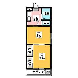 エリール関町 2階2Kの間取り