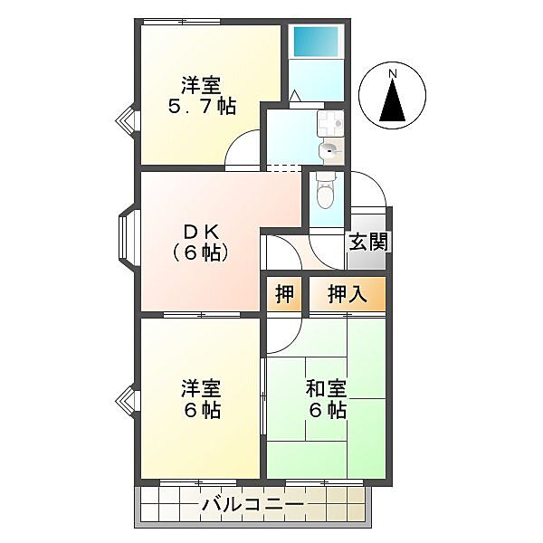 ライムハウスC 202｜三重県津市久居中町(賃貸アパート3DK・2階・52.80㎡)の写真 その2
