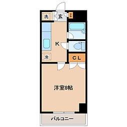 リエス宮城野 1Kの間取図画像
