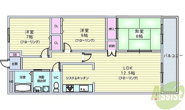 パレス豊中宮山町 209｜大阪府豊中市宮山町1丁目(賃貸マンション3LDK・2階・69.00㎡)の写真 その2