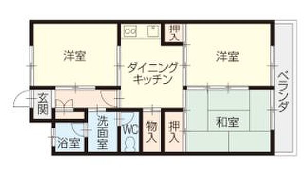 広島県福山市三吉町４丁目(賃貸マンション3DK・3階・55.12㎡)の写真 その3