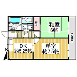吉崎マンション 2DKの間取図画像