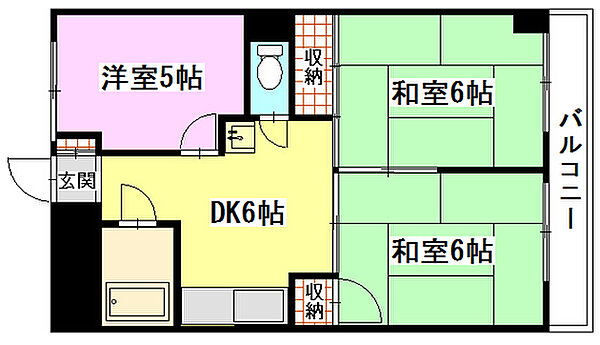 広島県広島市中区十日市町2丁目(賃貸マンション3DK・12階・48.22㎡)の写真 その2